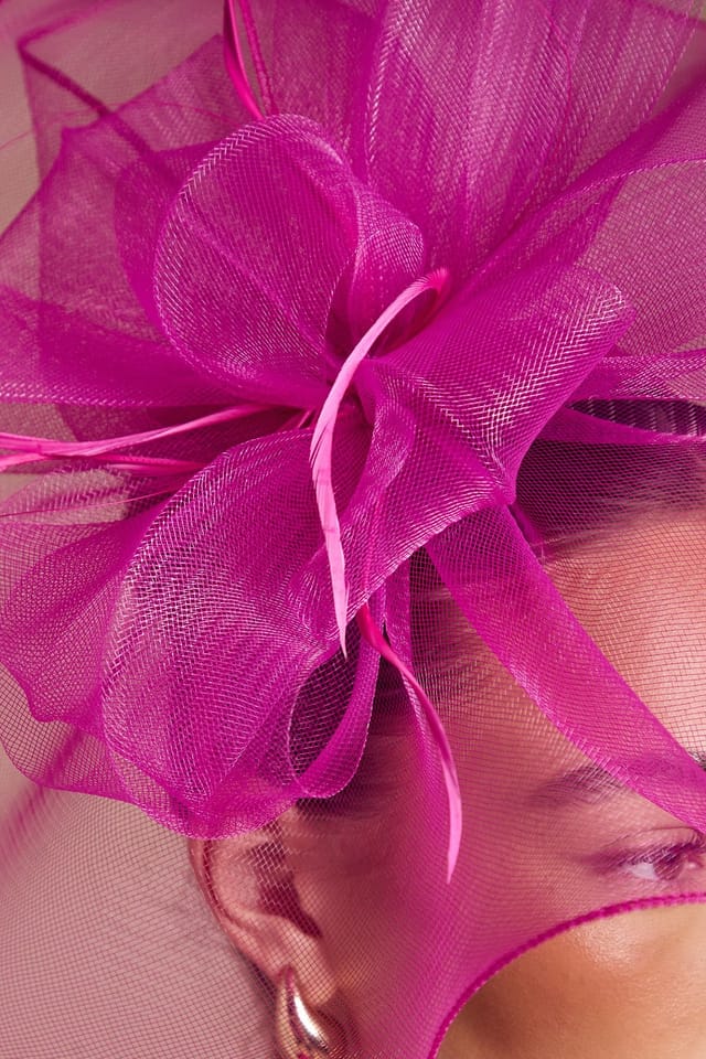 Coast Coast Women's Structured Mesh Bow Flat Fascinator in Magenta - 3