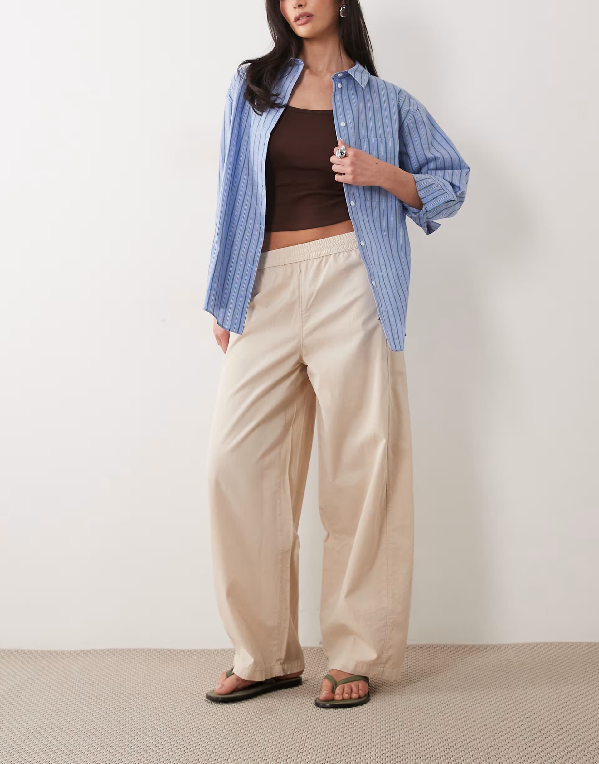 ASOS Asos Design pull on barrel trouser in stone