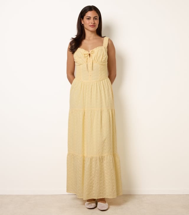 Blue Vanilla Women's Light Yellow Broderie Anglaise Button Detail Maxi Dress Blue Vanilla New Look - 3