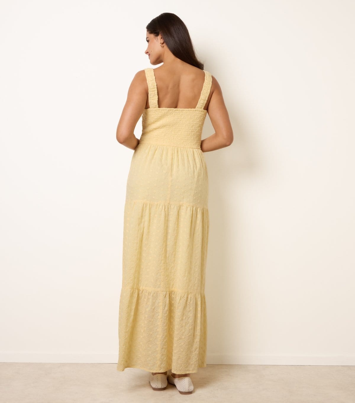 Blue Vanilla Women's Light Yellow Broderie Anglaise Button Detail Maxi Dress Blue Vanilla New Look - 4