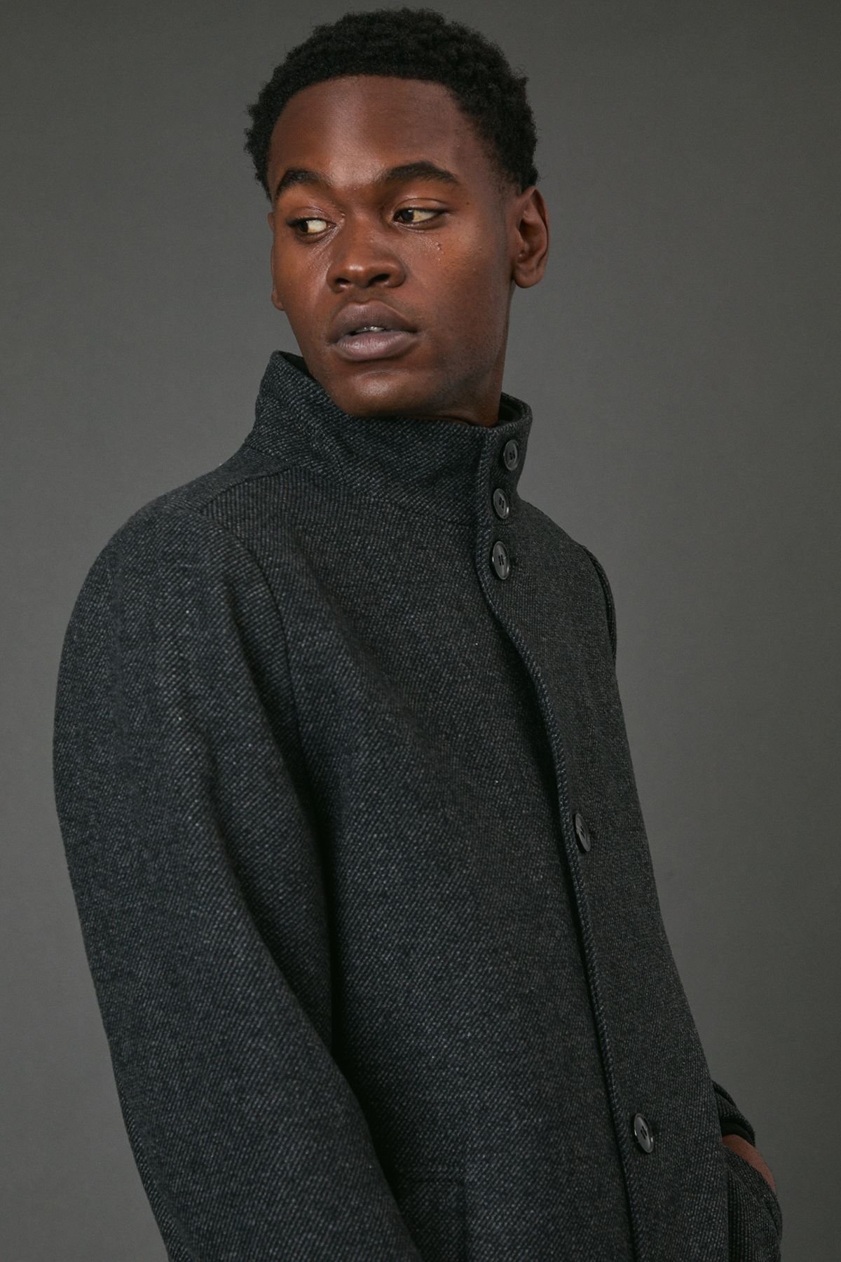 Maine Maine Men's Charcoal Wool Blend Funnel Neck Coat With Insert - 4