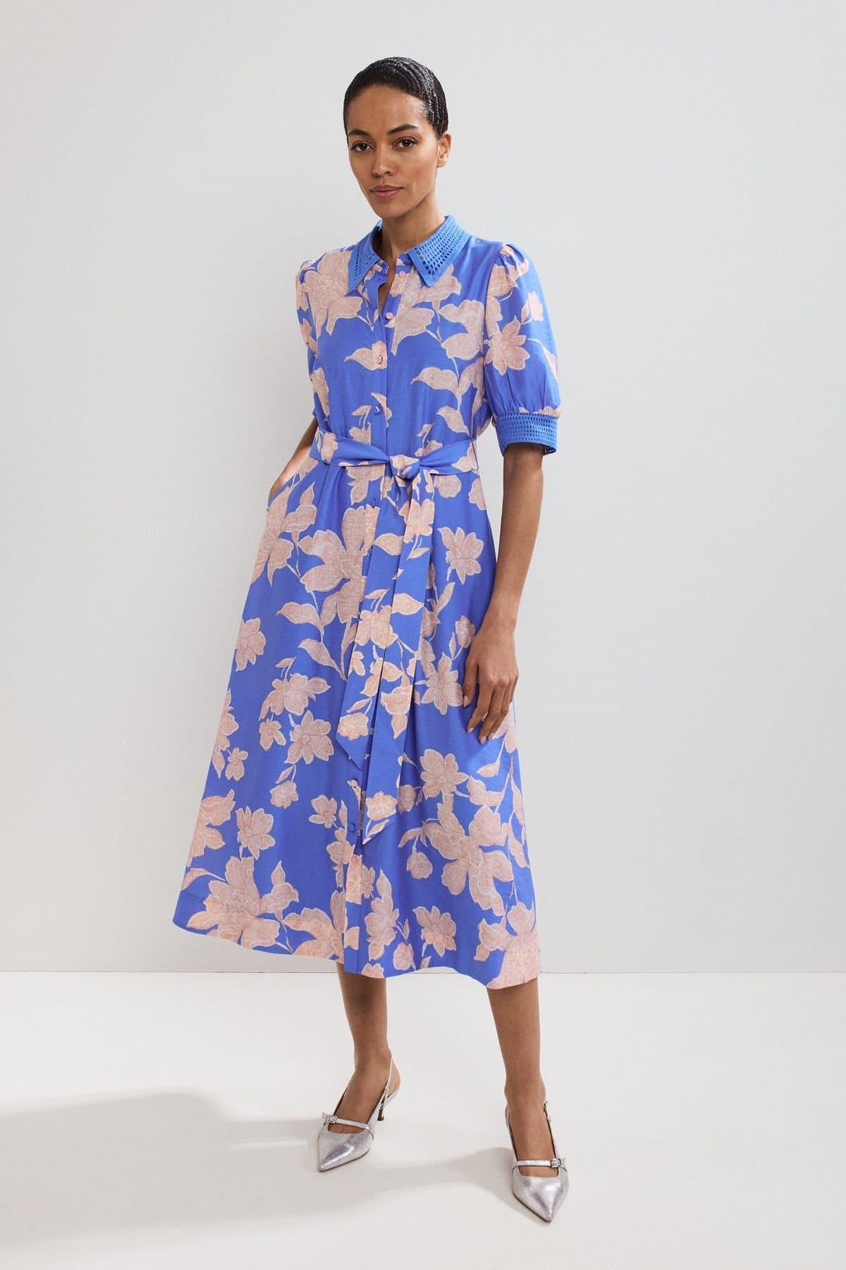Phase Eight Phase Eight Women's Delphine Floral Shirt Dress in Cobalt