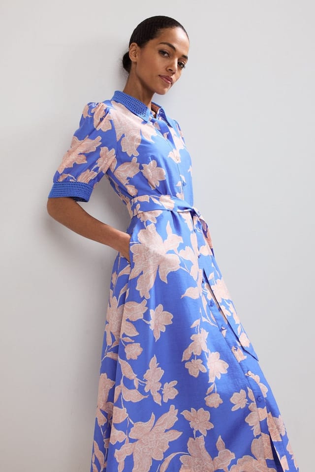 Phase Eight Phase Eight Women's Delphine Floral Shirt Dress in Cobalt - 3