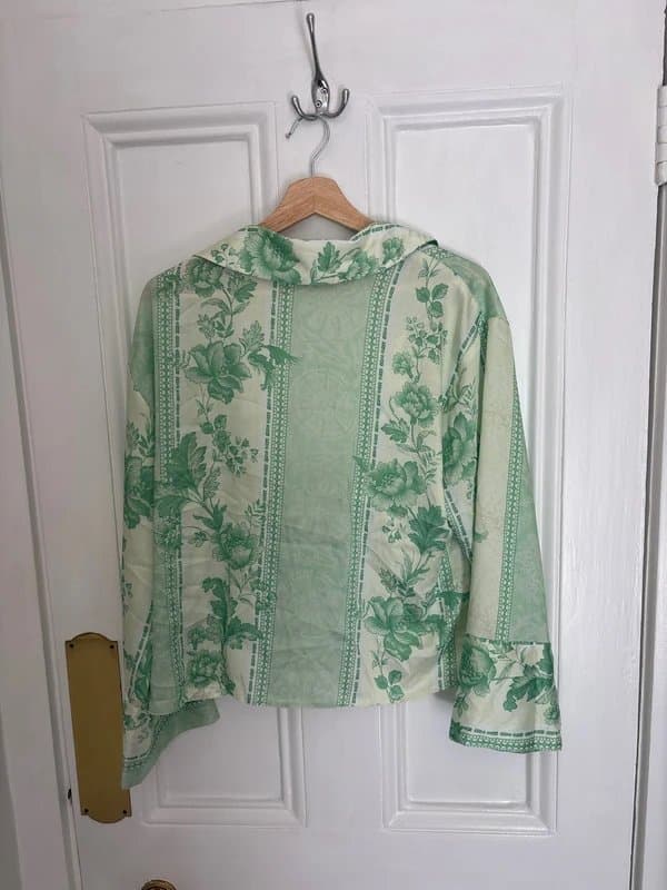 ASOS ASOS Green patterned Satin Blouse - UK12