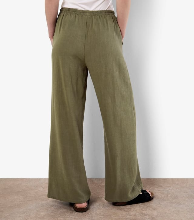Apricot Women's Khaki Drawstring Waist Wide Leg Trousers Apricot New Look - 3