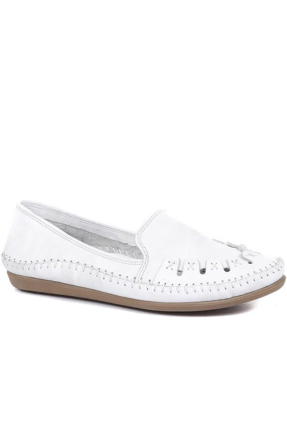 Pavers Pavers White Leather Slip-On Pumps