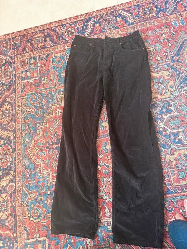ASOS Design Black velvet/corduroy wide leg trousers
