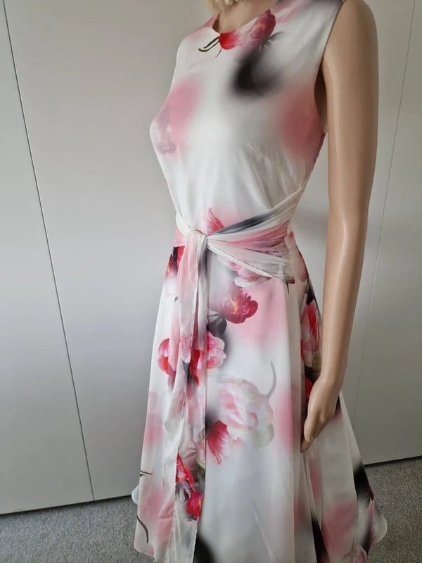 JD Williams Pink Floral Chiffon Special Occasion Dress