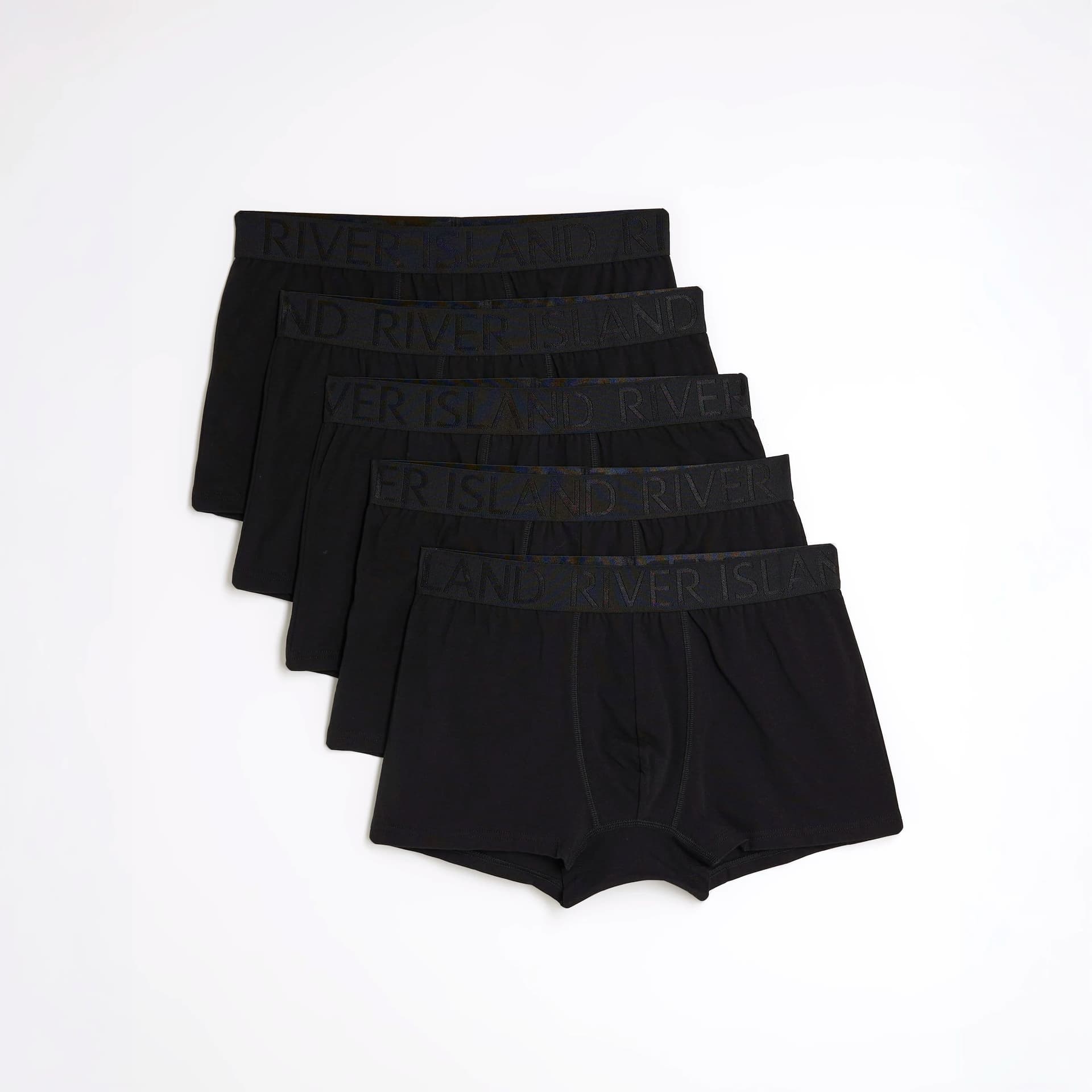 River Island Mens River Island Black Jacquard Waistband Pack Of 5 Trunks