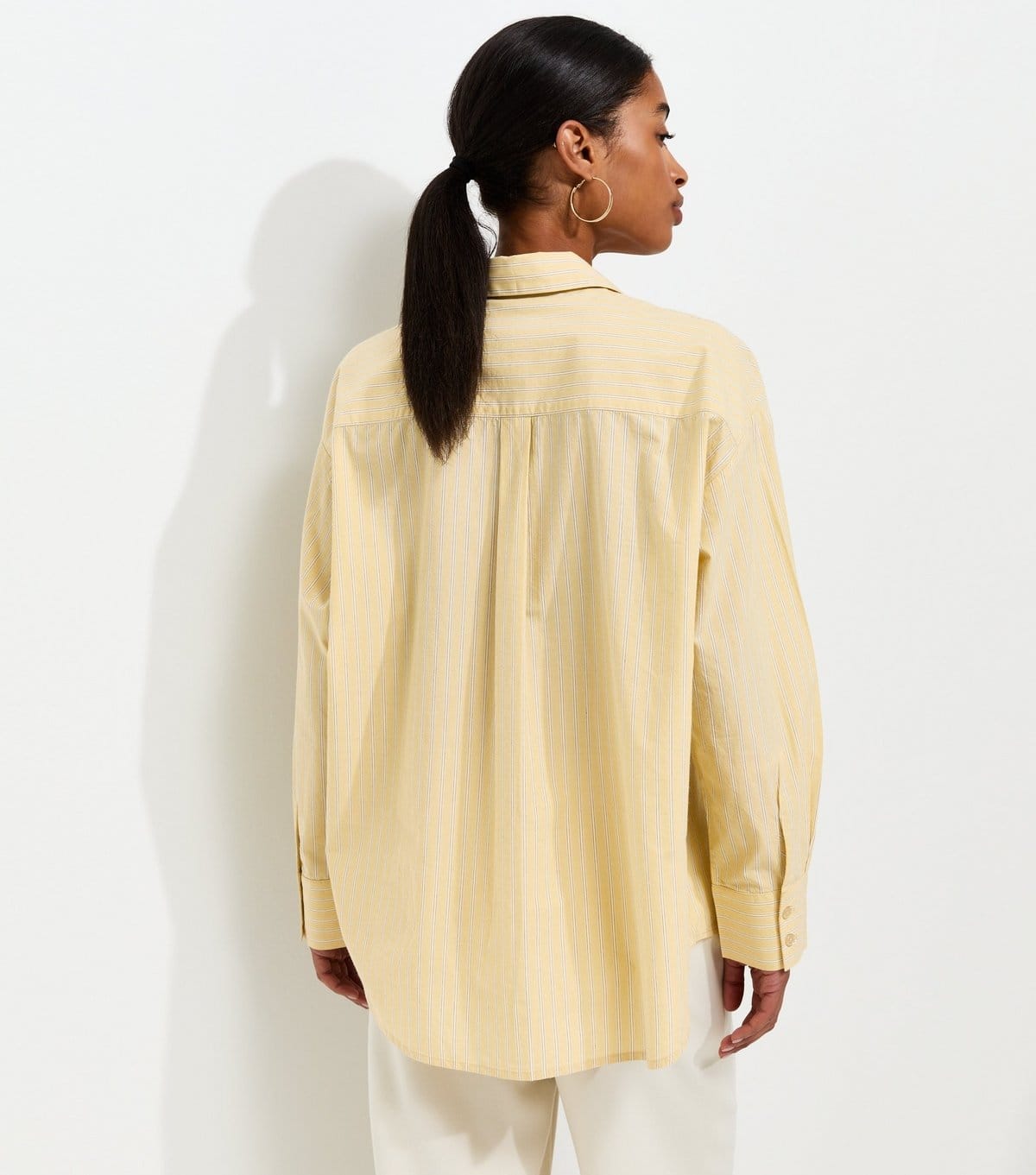 New Look Women's Yellow Cotton Striped Long Sleeve Shirt New Look - 4