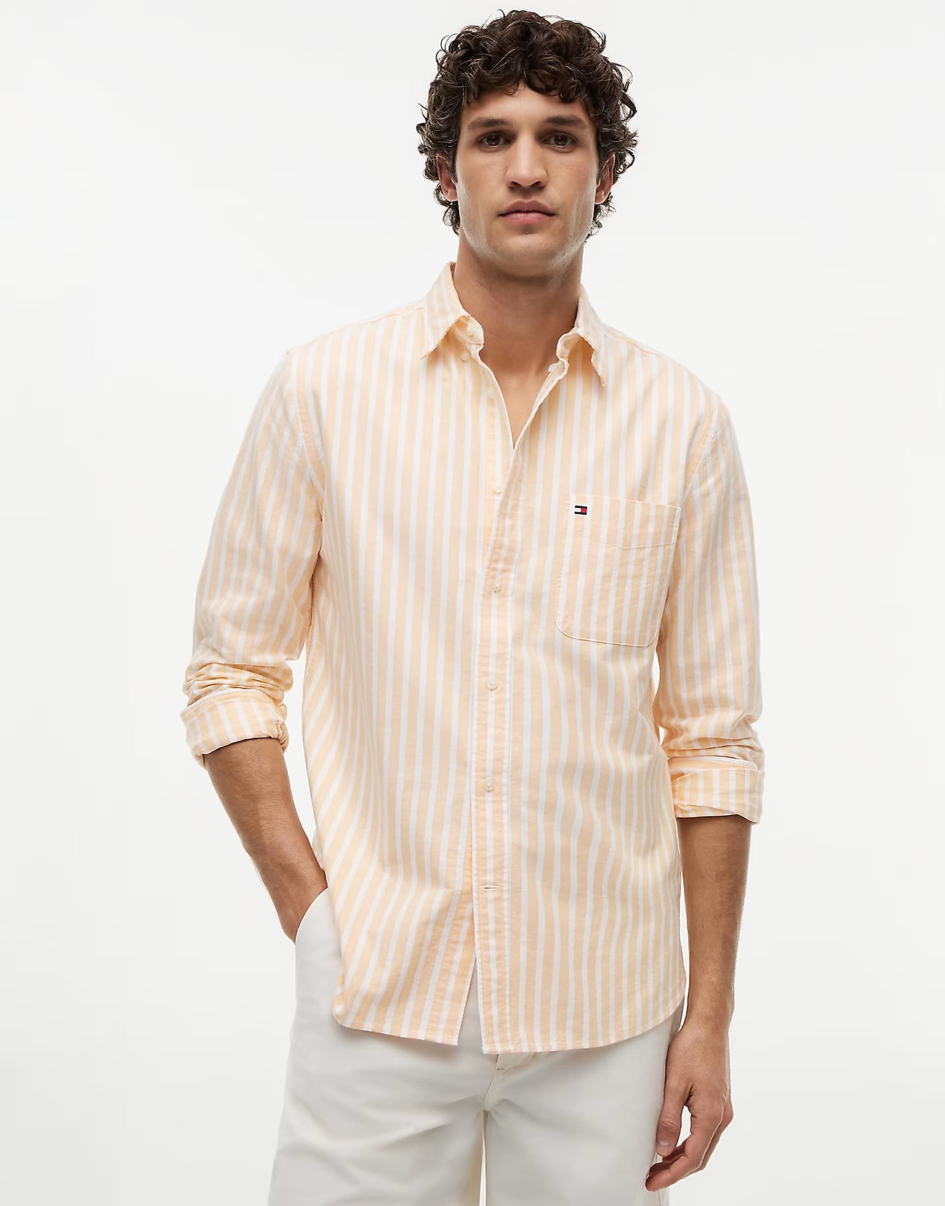 ASOS Tommy Hilfiger Regular fit stripe oxford shirt in orange