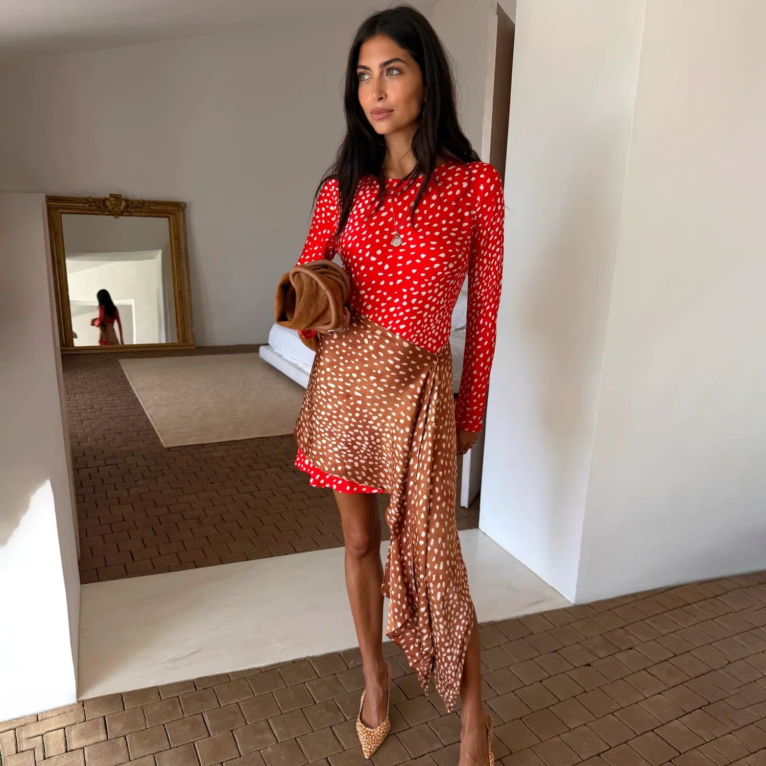 Never Fully Dressed Spliced Deer Mini Nola Tie Dress
