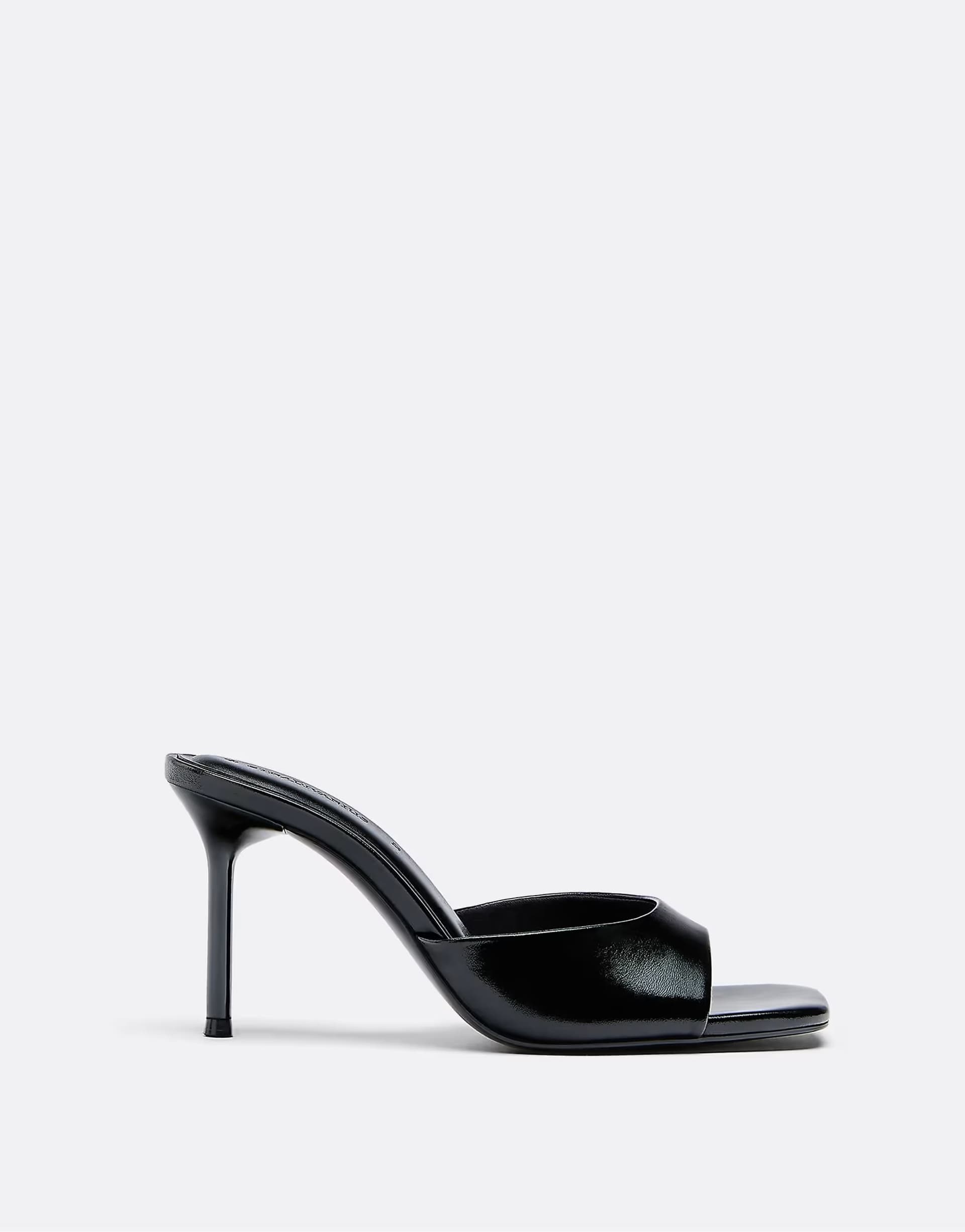 ASOS Stradivarius High heeled mules in black in black