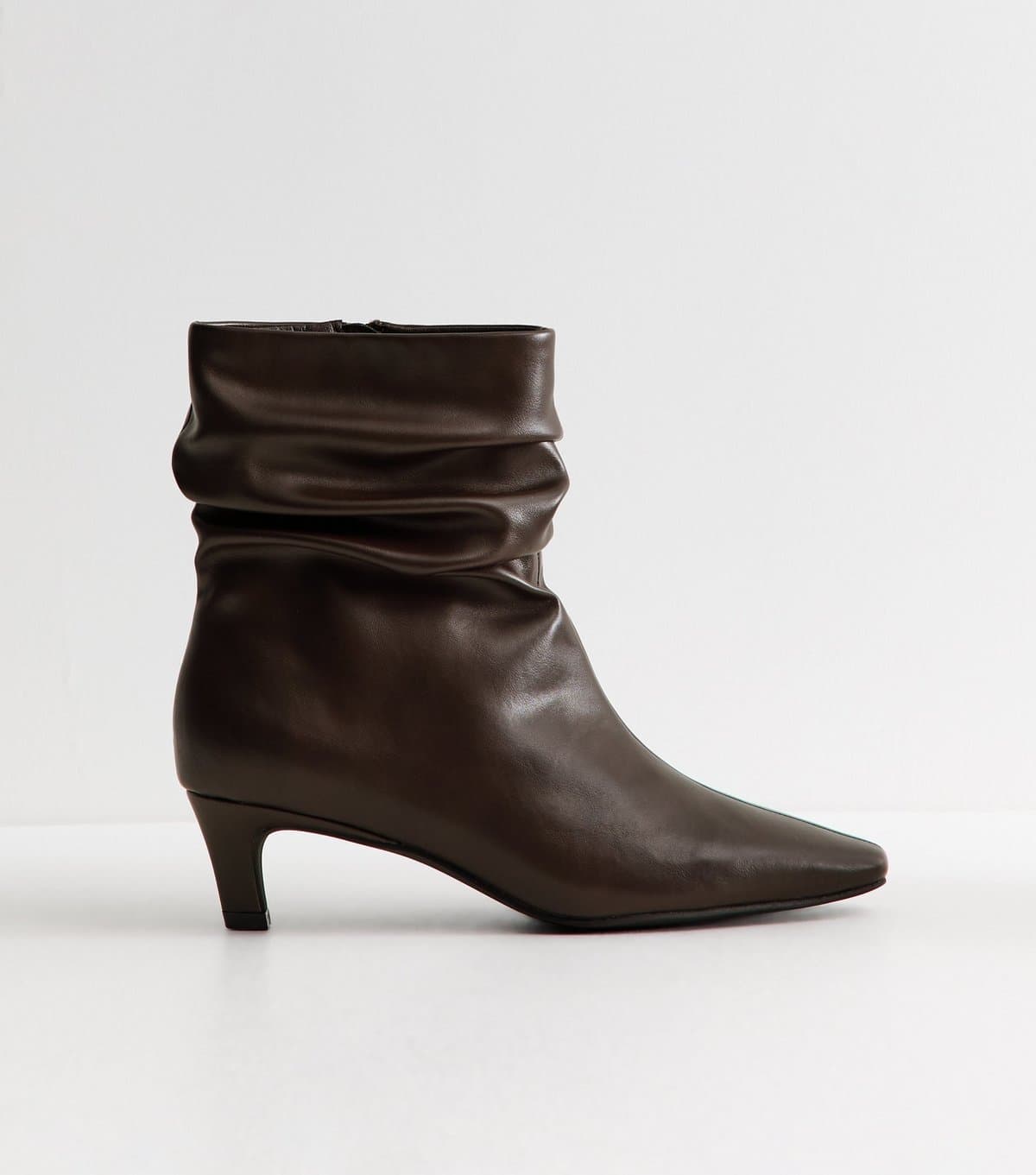 New Look Women's Dark Burgundy Faux Leather Slouch Ankle Boots Vegan New Look