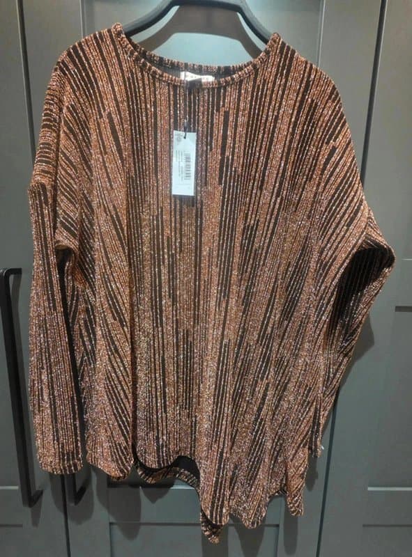 Wallis Bronze gold glitter asymmetric Christmas party top Wallis size s/m uk 8 -14 night out!