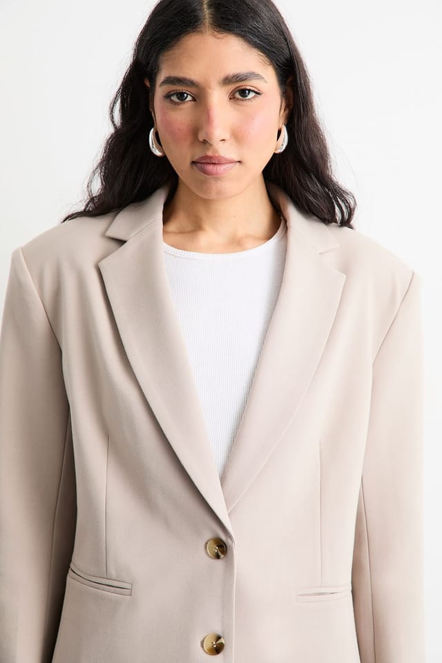 Warehouse Warehouse Women's Oversized Single Breasted Blazer in Stone - 2