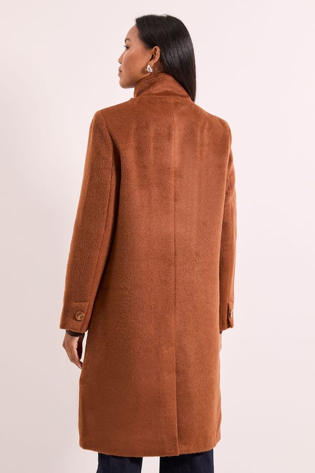 Wallis Wallis Women's Principles by Funnel Button Coat in Tobacco - 3