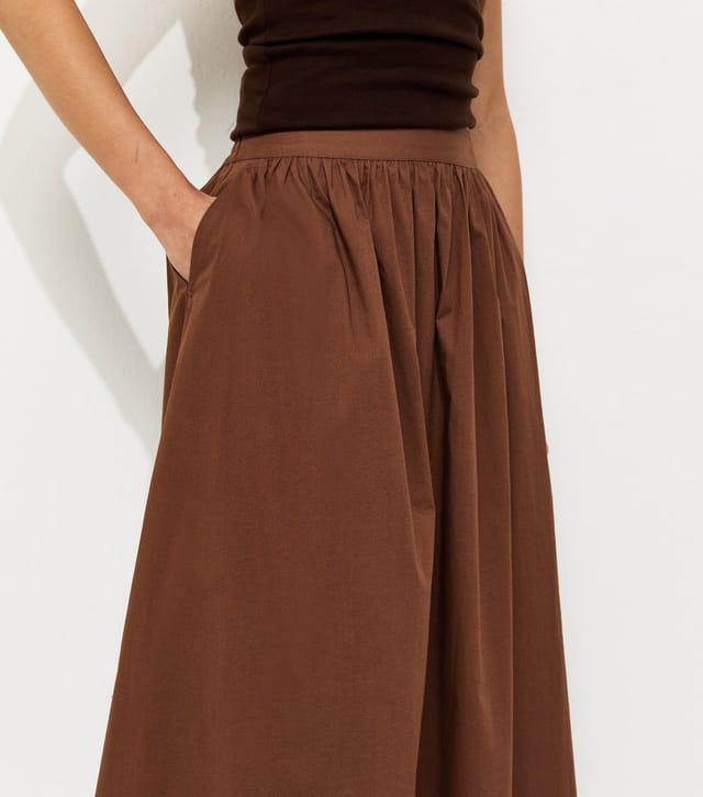 New Look Women's Brown Poplin Circle Skirt New Look - 2