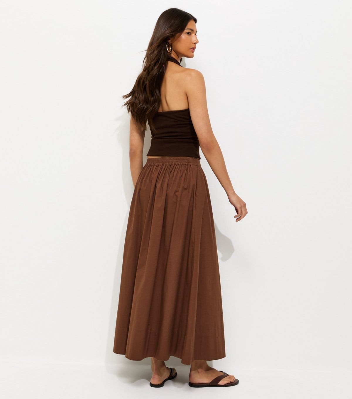 New Look Women's Brown Poplin Circle Skirt New Look - 4