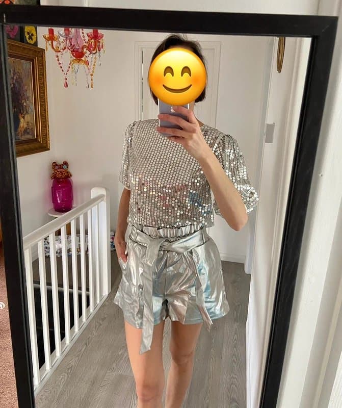 ASOS ASOS sequin silver top UK8