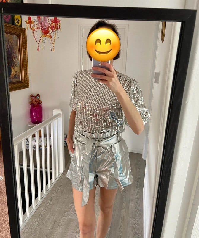 ASOS ASOS sequin silver top UK8 - 1