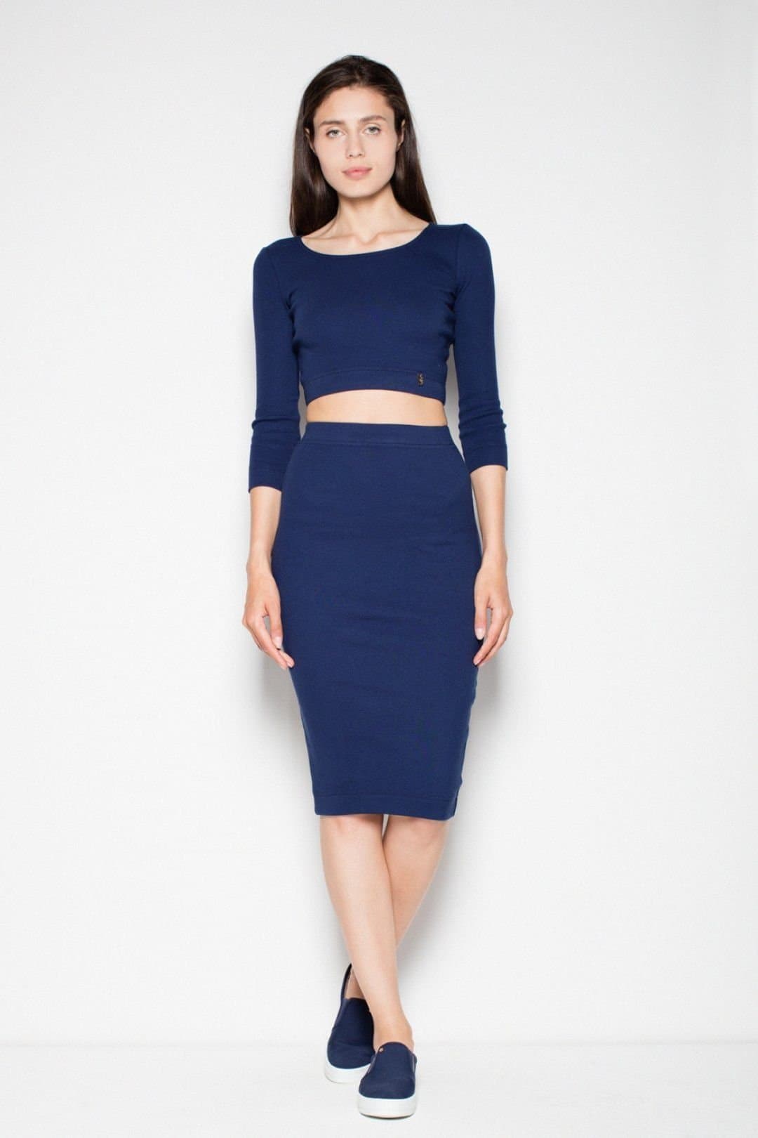 Love Lace Love Lace Navy Cotton Crop Top and Pencil Skirt Set