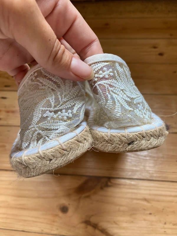 New Look Size 7 Pretty Embroidered Woven Botanical Floral Slip On Shoes Hippie Boho Festival Beach Fairy