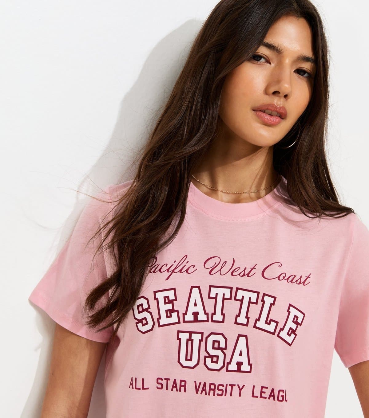 New Look New Look Light Pink Seattle Print T-Shirt