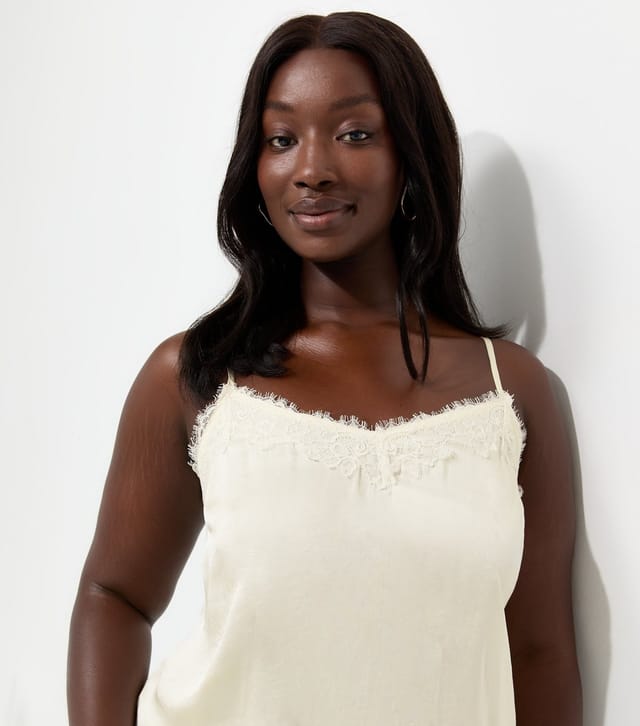 New Look Women's Plus Size Cream Lace V Neck Cami Top Curves New Look - 3