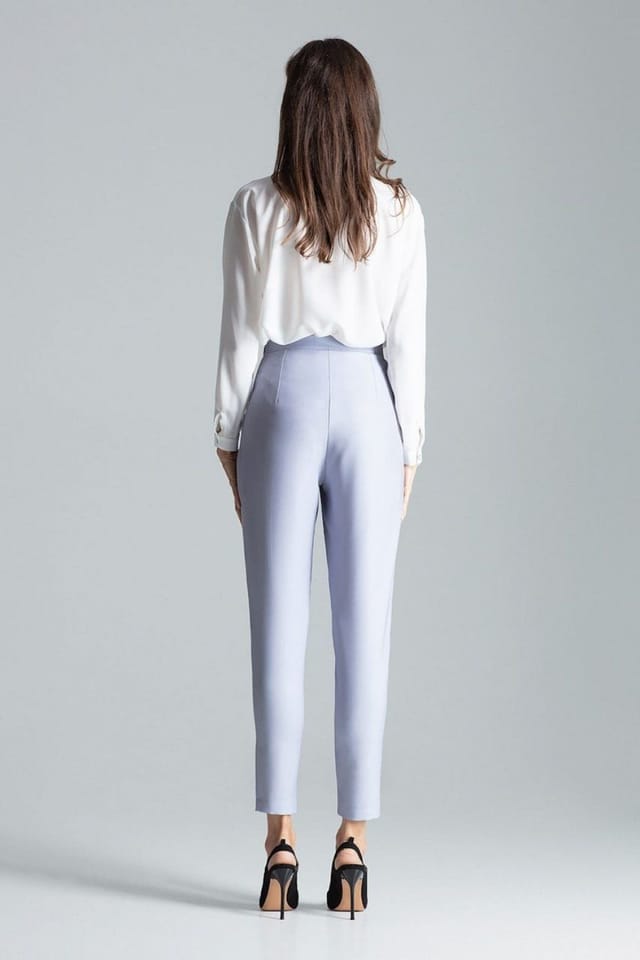 Love Lace Love Lace Women's Classic Pleated Waist Tapered Trousers Left Zip in Grey - 2