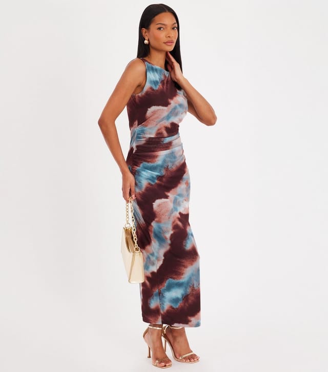 Quiz Women's Brown Marble Print Sleeveless Midaxi Dress Quiz New Look - 2