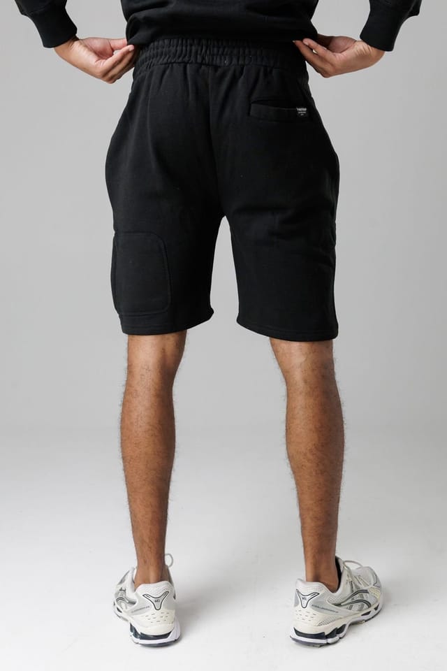 Firetrap Firetrap Men's Regular Fit Cotton Blend Fleece Shorts with Drawstring Waist in Black - 2