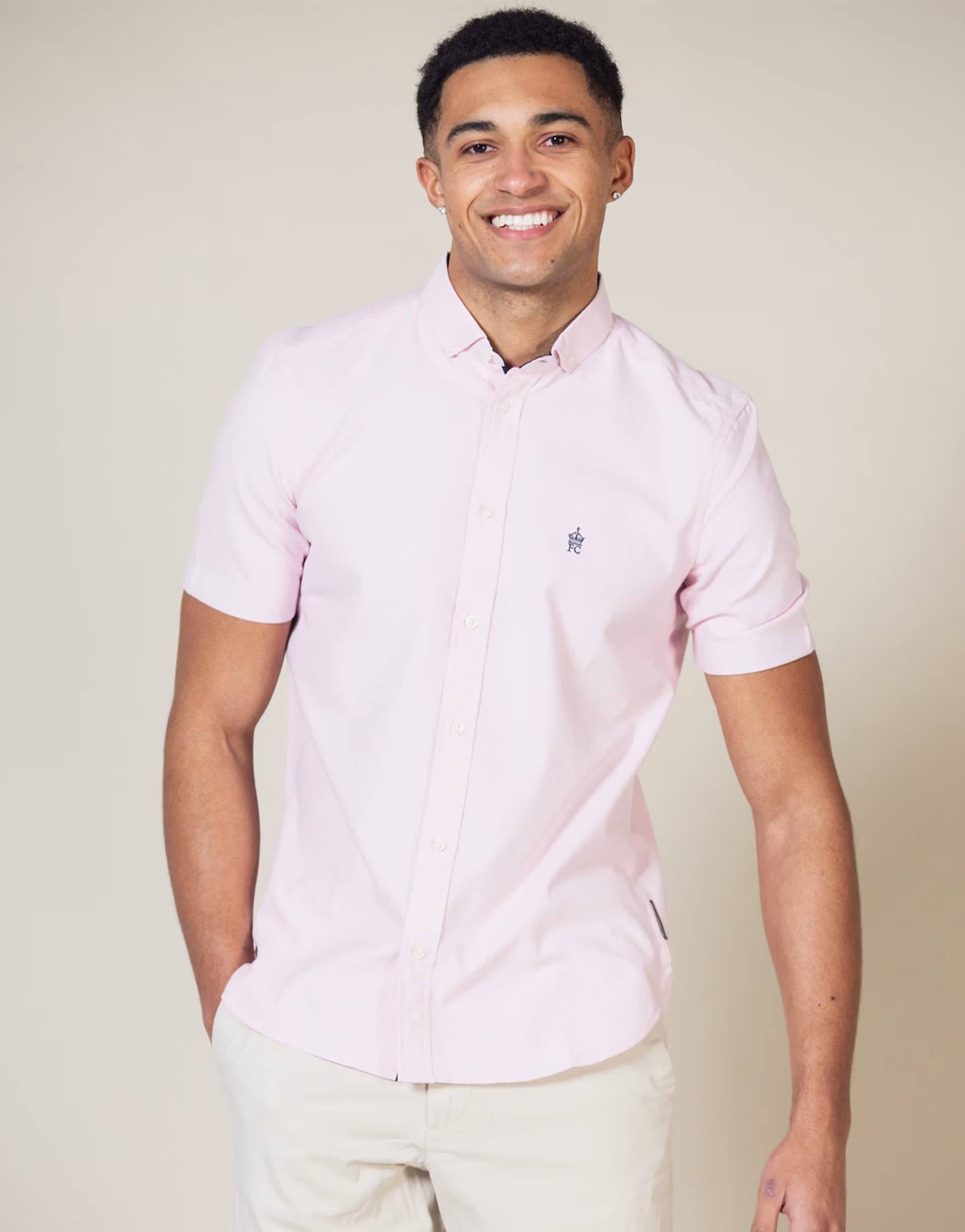 ASOS ASOS French Connection Pink Short Sleeve Oxford Shirt