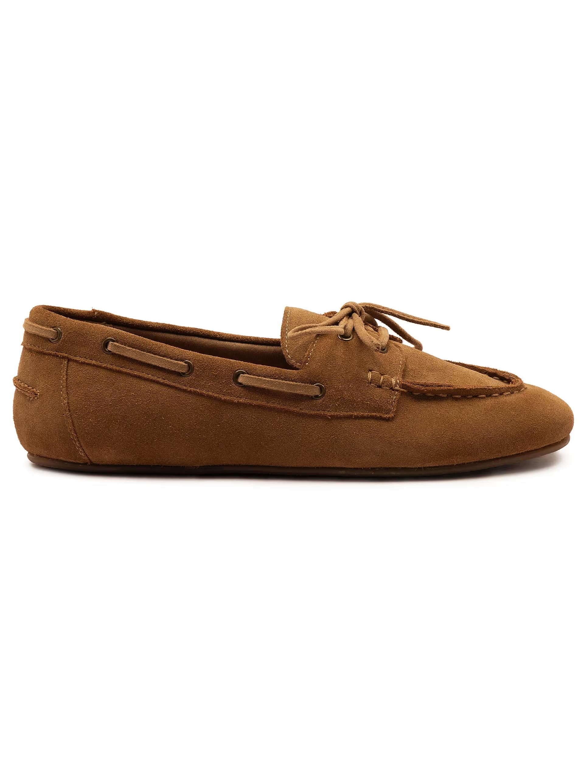 ASOS Off The Hook Lea suede leather round toe boat shoes in tan