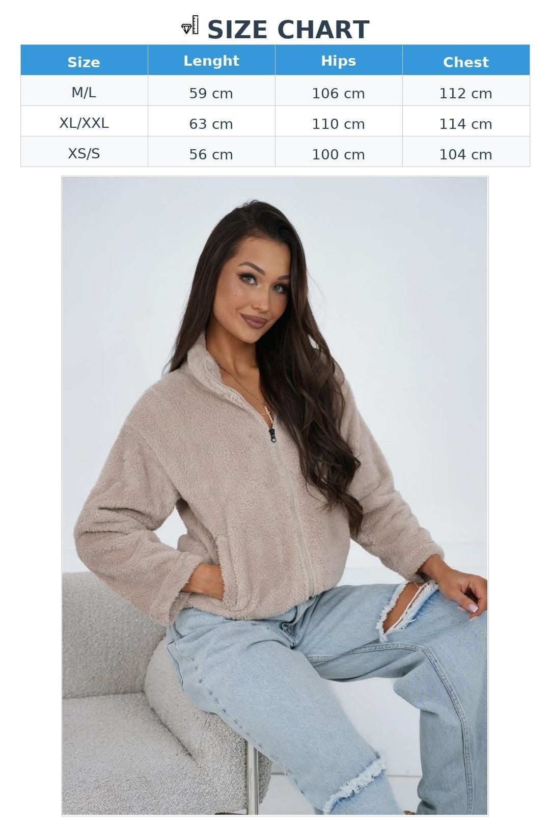 Love Lace Love Lace Women's Soft Teddy Zip Up Stand Collar Sweatshirt in Beige - 4