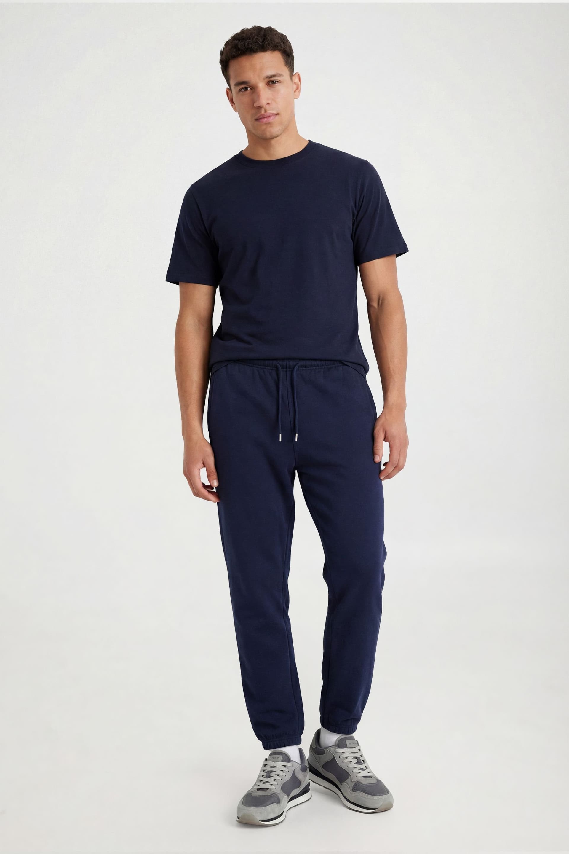 CICAY CICAY Men's Elastic Hem Joggers - Cotton Blend Tapered Fit in Navy