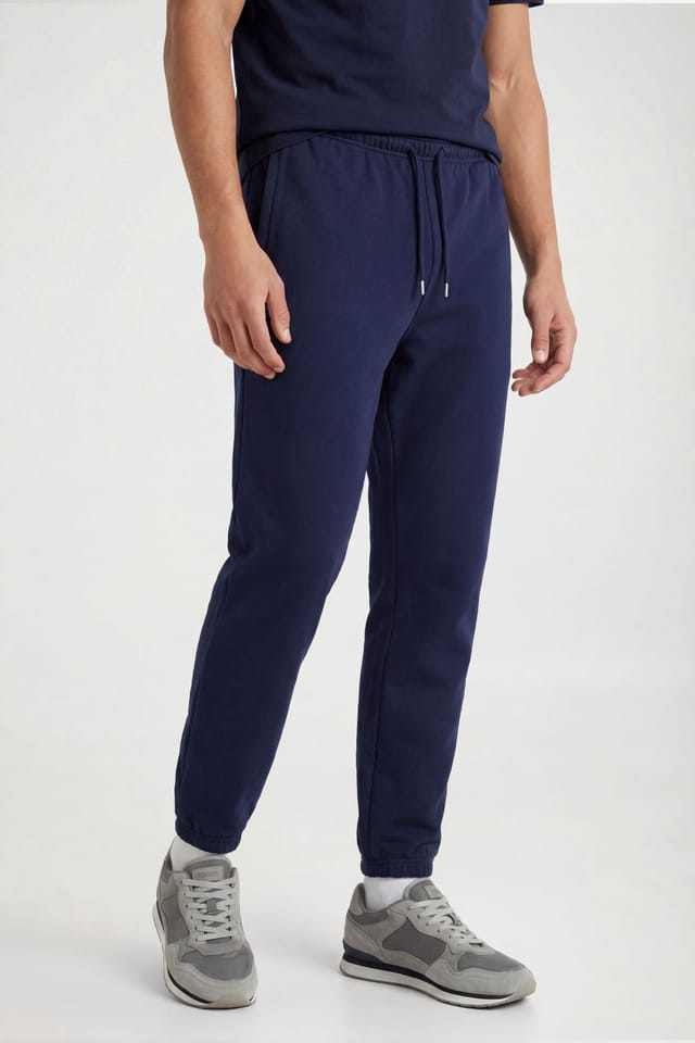 CICAY CICAY Men's Elastic Hem Joggers - Cotton Blend Tapered Fit in Navy - 2