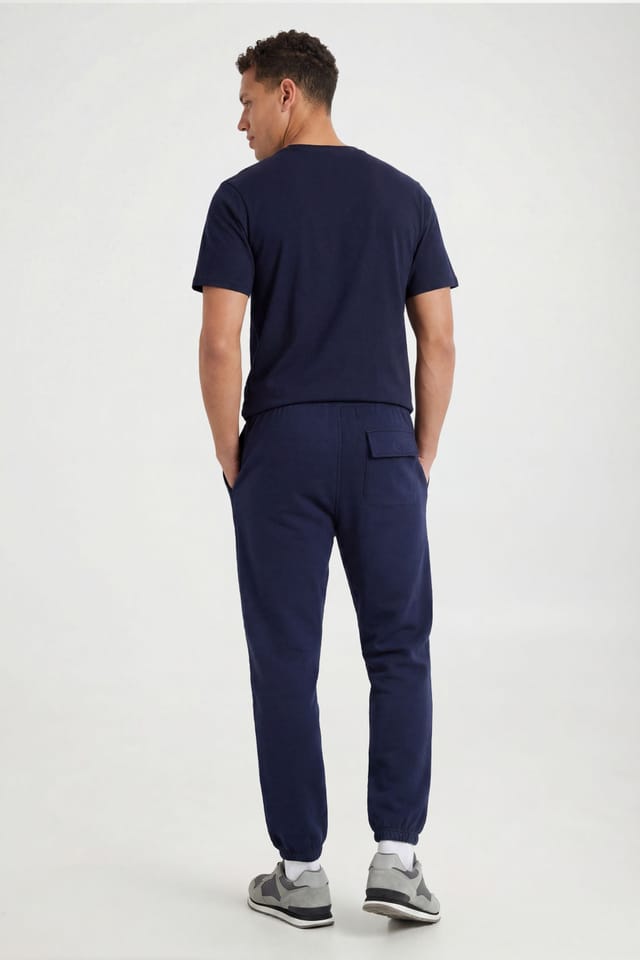 CICAY CICAY Men's Elastic Hem Joggers - Cotton Blend Tapered Fit in Navy - 3