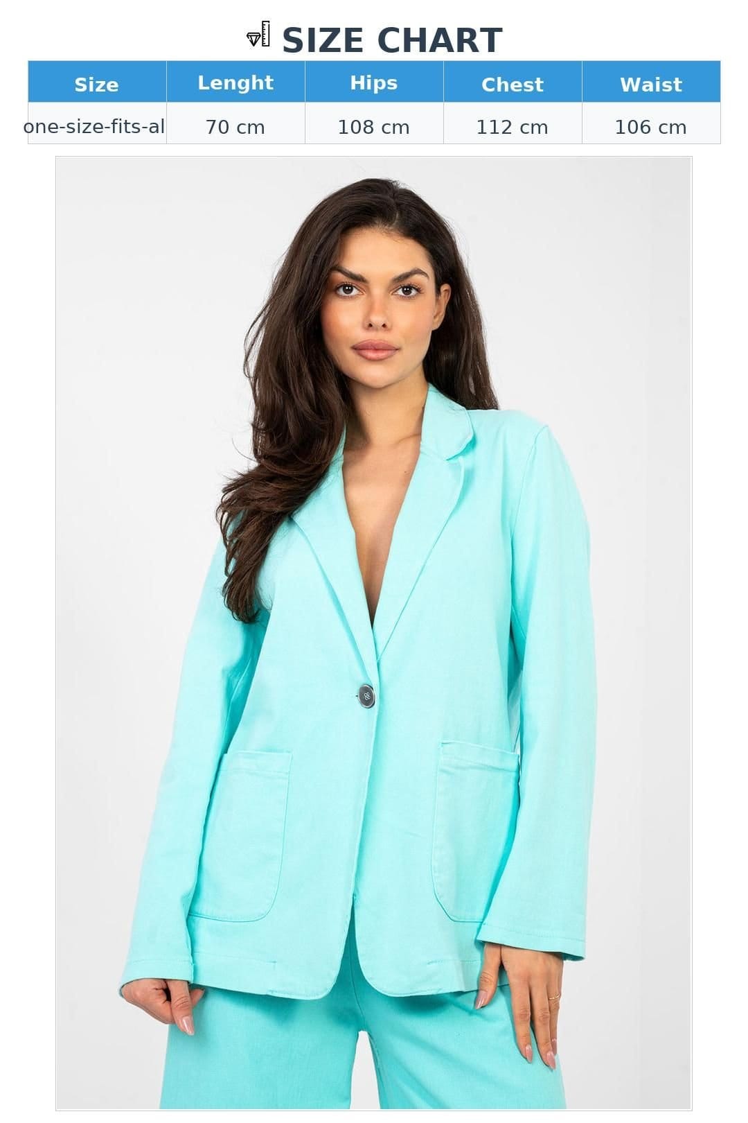 Love Lace Love Lace Women's Cotton Denim Blazer with Pockets in Turquoise - 4