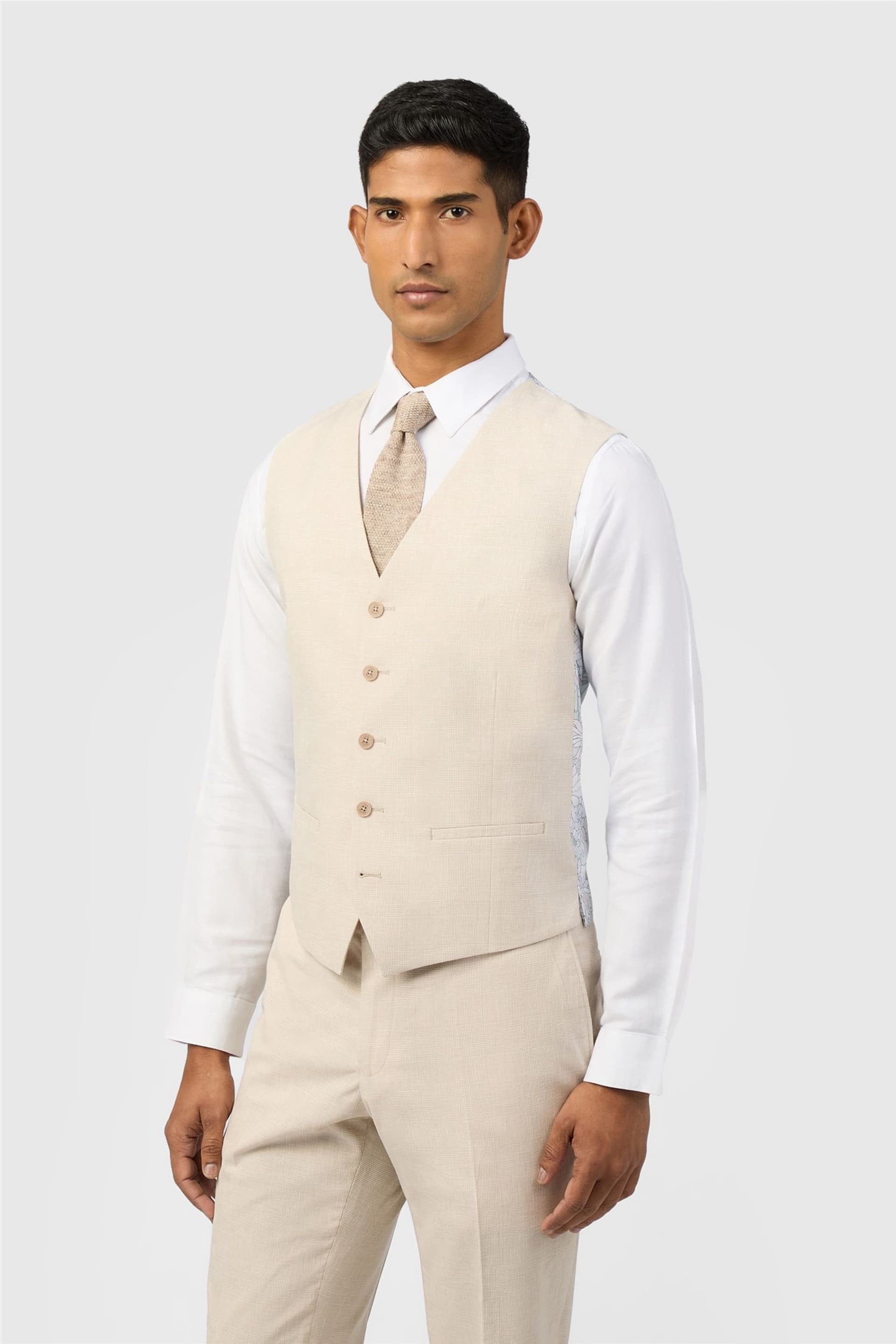 Ted Baker Ted Baker Men's Single Breasted Five Button Slim Fit Suit Waistcoat in Cream