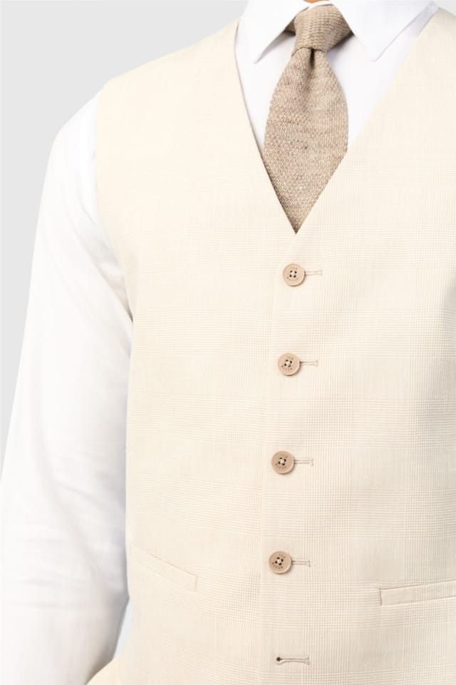 Ted Baker Ted Baker Men's Single Breasted Five Button Slim Fit Suit Waistcoat in Cream - 2