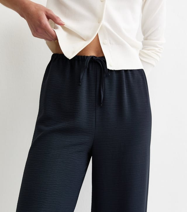 New Look Women's Tall Navy Drawstring Waist Wide Leg Trousers New Look - 2