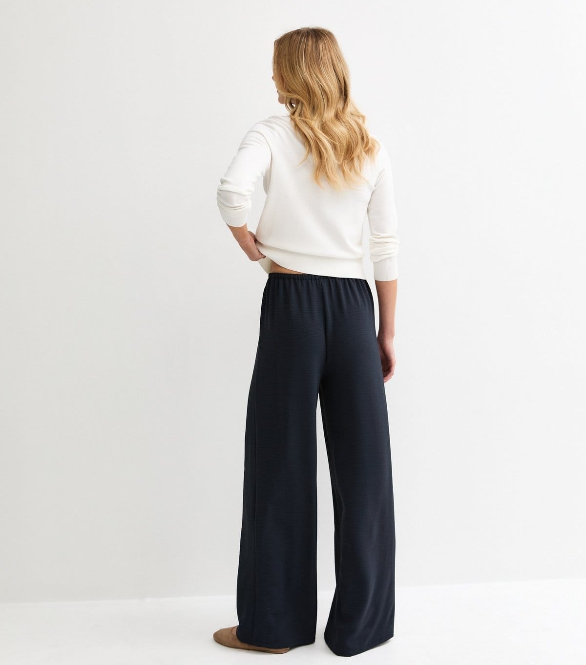 New Look Women's Tall Navy Drawstring Waist Wide Leg Trousers New Look - 4