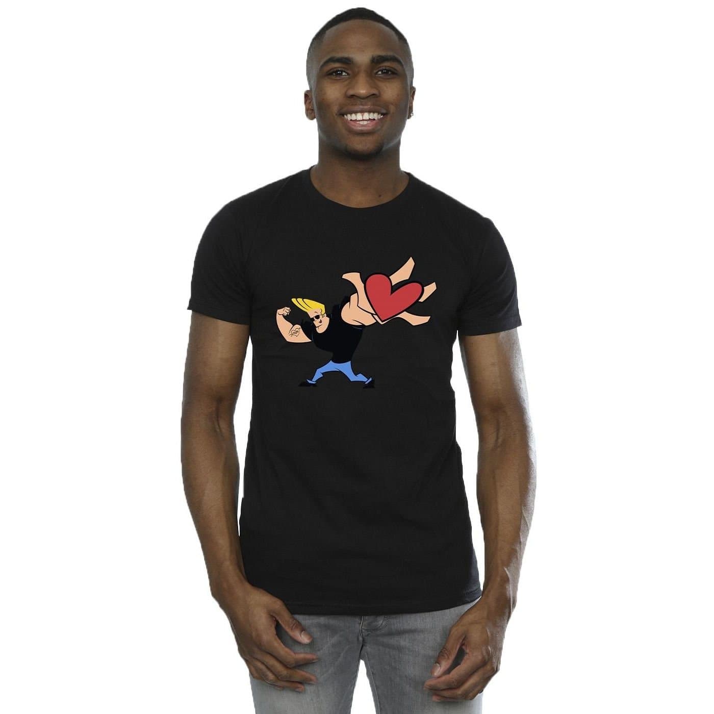Johnny Bravo Johnny Bravo Men's Heart Present T-Shirt in Black