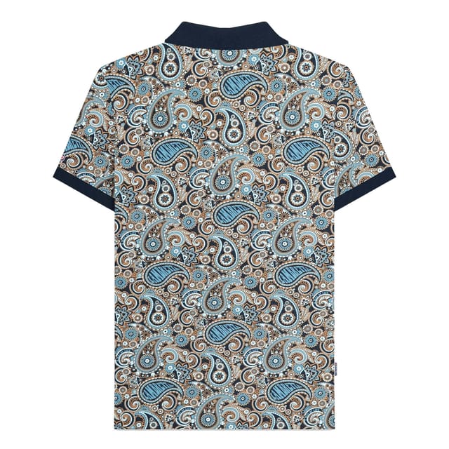 Lambretta Lambretta Men's SS25 Paisley Branded Big & Tall Polo Shirt in Navy - 2