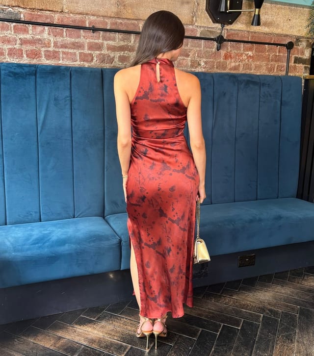 AX Paris Women's Rust Abstract Print Halter Neck Midi Dress AX Paris New Look - 3