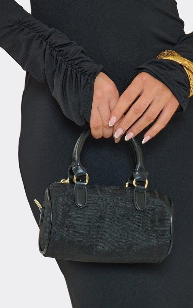 EGO Menzie Printed Detail Grab Bag In Black Fabric, Women's Size UK 0 - 2