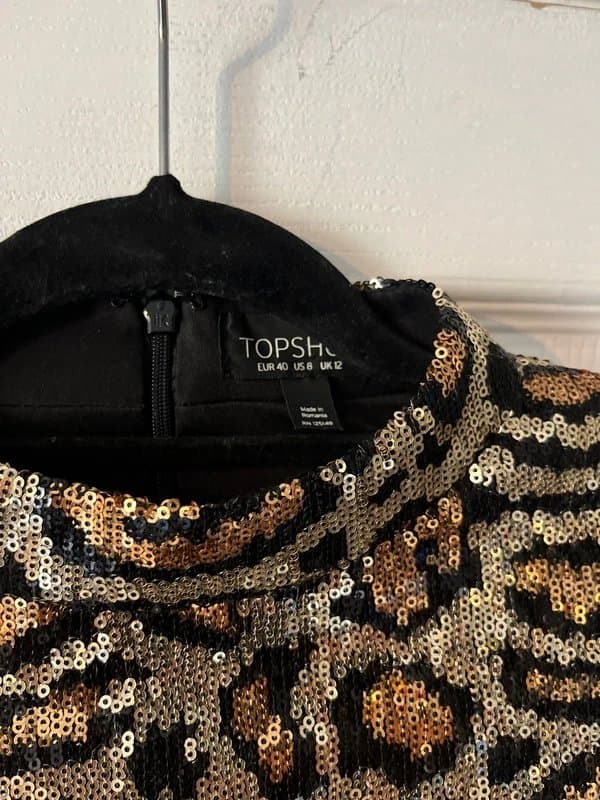 Topshop Leopard print sequin mini 12