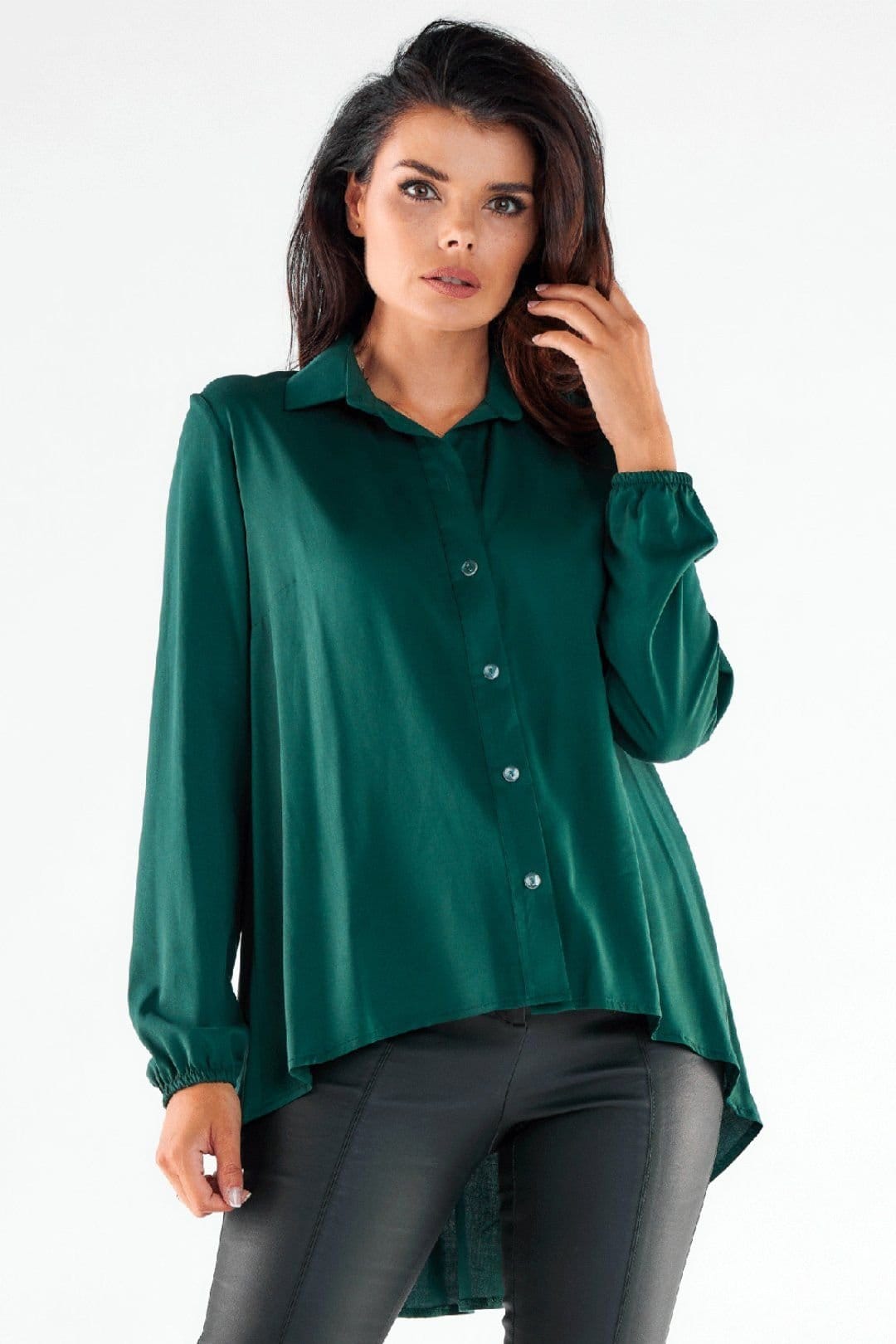 Love Lace Green Long Sleeve Shirt With Extended Back