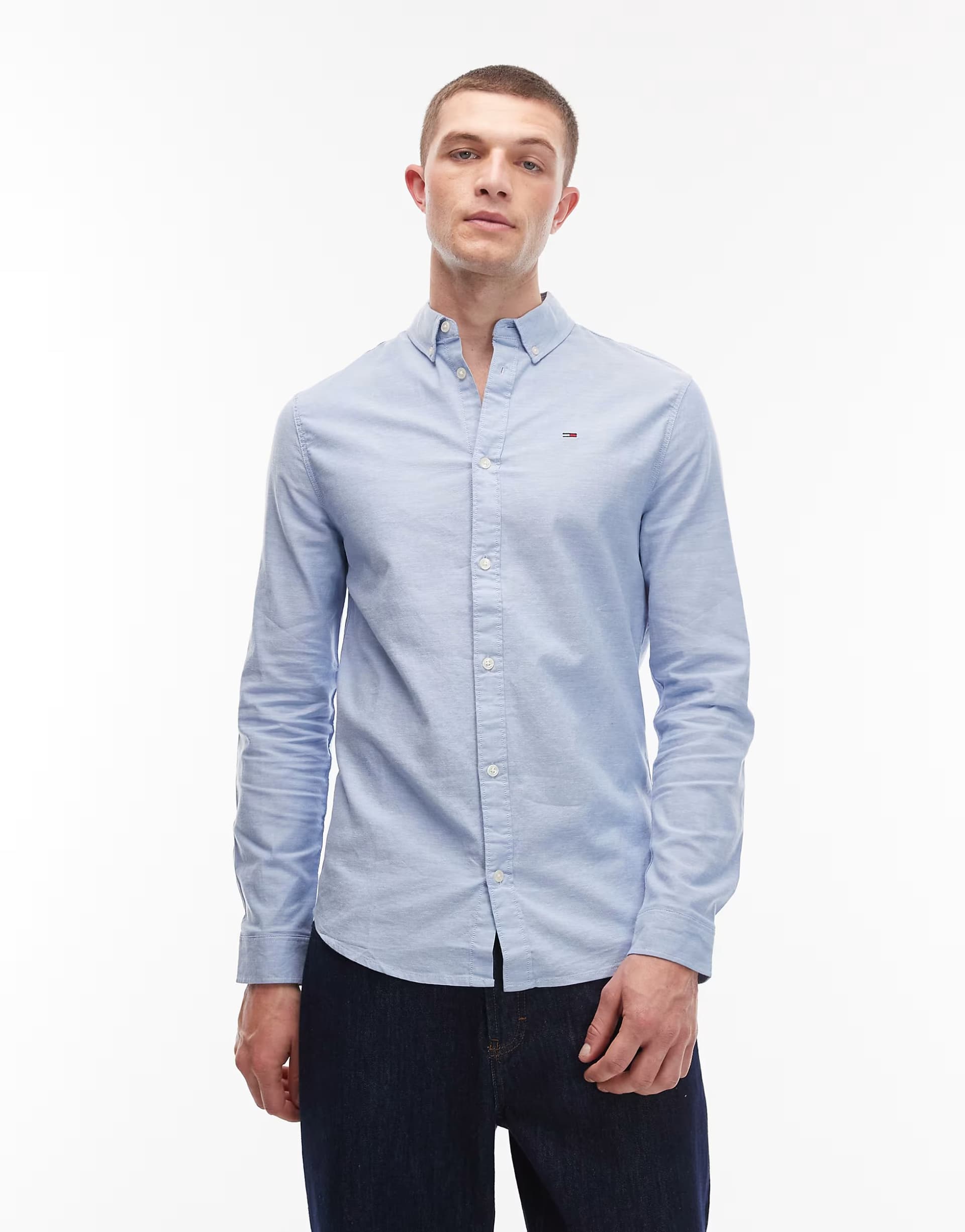 ASOS Tommy Jeans slim stretch oxford shirt in blue